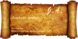 Justus Andor névjegykártya